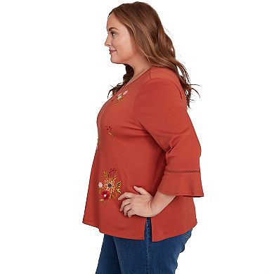 Plus Size Alfred Dunner Tossed Floral Flutter Sleeve Top