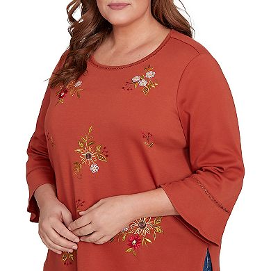 Plus Size Alfred Dunner Tossed Floral Flutter Sleeve Top