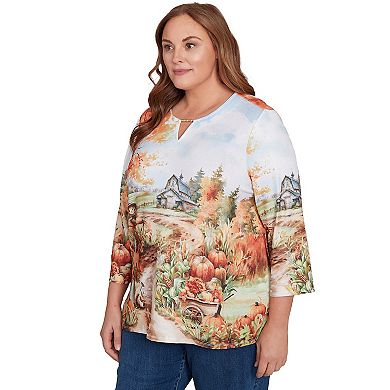 Plus Size Alfred Dunner Farm Landscape Harvest Top