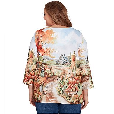 Plus Size Alfred Dunner Farm Landscape Harvest Top