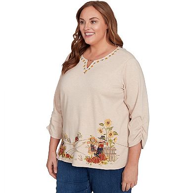 Plus Size Alfred Dunner Scarecrow Bordered V-Neck Top