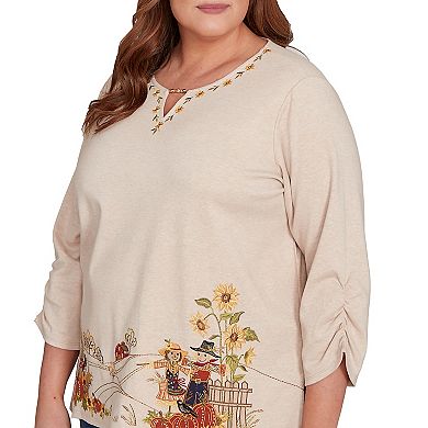 Plus Size Alfred Dunner Scarecrow Bordered V-Neck Top