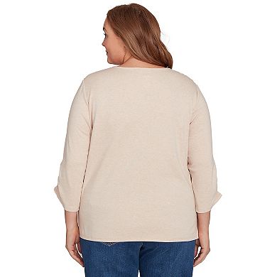 Plus Size Alfred Dunner Scarecrow Bordered V-Neck Top