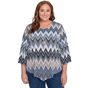 Plus Size Alfred Dunner Puff Print Textured Chevron Top