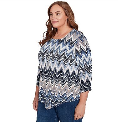 Plus Size Alfred Dunner Puff Print Textured Chevron Top