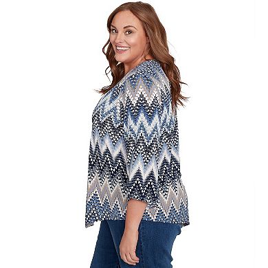 Plus Size Alfred Dunner Puff Print Textured Chevron Top