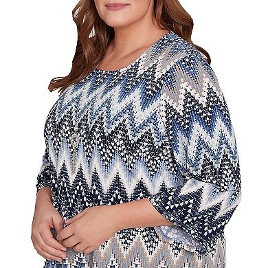 Plus Size Alfred Dunner Puff Print Textured Chevron Top
