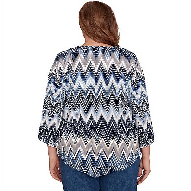 Plus Size Alfred Dunner Puff Print Textured Chevron Top