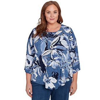 Plus Size Alfred Dunner Puff Print Floral Top