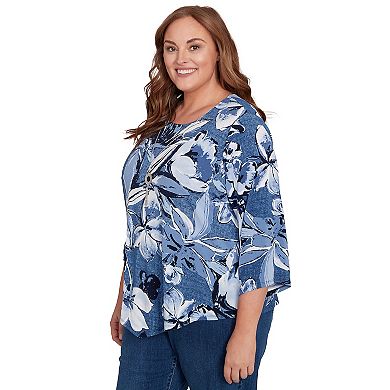 Plus Size Alfred Dunner Puff Print Floral Top
