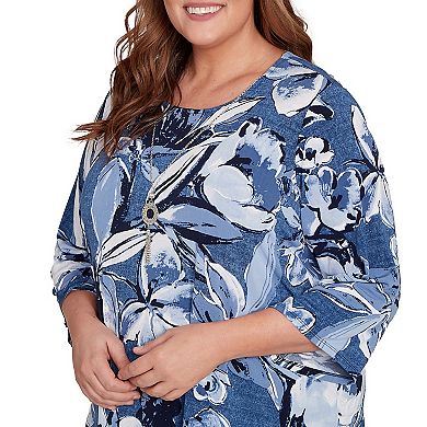 Plus Size Alfred Dunner Puff Print Floral Top
