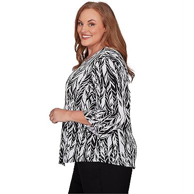Plus Size Alfred Dunner Puff Print Abstract Feather Top