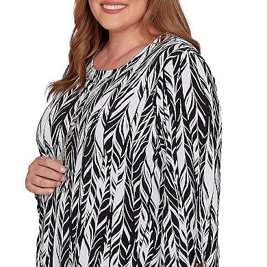 Plus Size Alfred Dunner Puff Print Abstract Feather Top