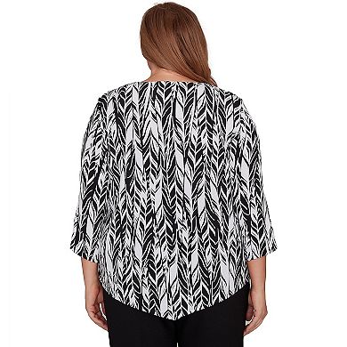 Plus Size Alfred Dunner Puff Print Abstract Feather Top