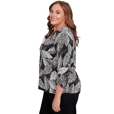 Plus Size Alfred Dunner Puff Print Leaf Top