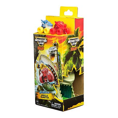 Monster Jam Mini Jams Megalodon Jungle Blaster Launcher Playset with 2 Exclusive Truck Toys