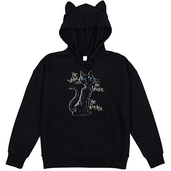 Junior's Coraline Black Cat Be Wise Hoodie