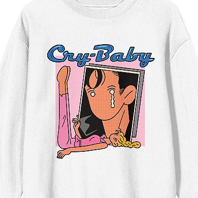 Juniors' Cry Baby Comic Art Graphic Long Sleeve Sweatshirt