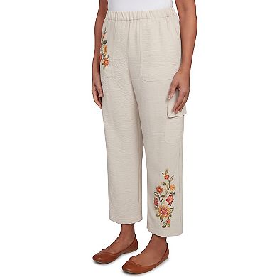 Petite Alfred Dunner Floral Embroidered Ankle Pants