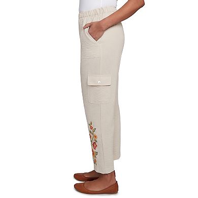 Petite Alfred Dunner Floral Embroidered Ankle Pants