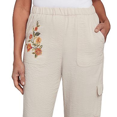 Petite Alfred Dunner Floral Embroidered Ankle Pants