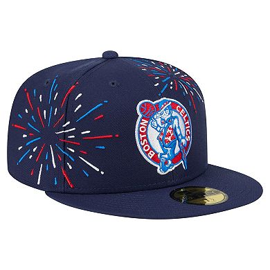 Men's New Era Navy Boston Celtics Americana Fireworks 59FIFTY Fitted Hat