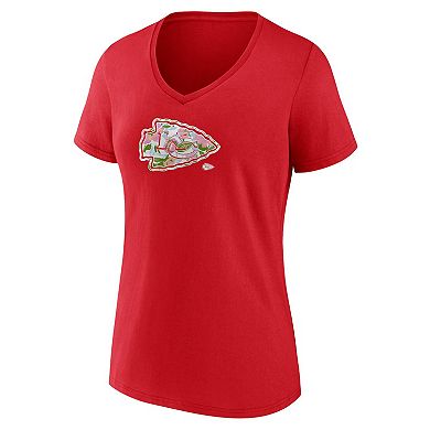 Women's Fanatics Red Kansas City Chiefs Plus Size Mother's Day Floral V-Neck T-Shirt