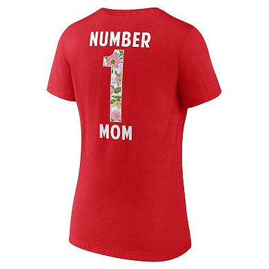 Women's Fanatics Red Kansas City Chiefs Plus Size Mother's Day Floral V-Neck T-Shirt