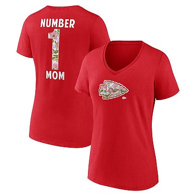 Women's Fanatics Red Kansas City Chiefs Plus Size Mother's Day Floral V-Neck T-Shirt
