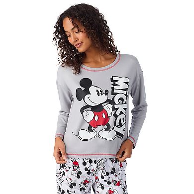 Women's Disney's Mickey Mouse Long Sleeve Pajama Top & Pajama Bottoms Set