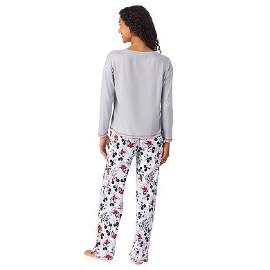 Women's Disney's Mickey Mouse Long Sleeve Pajama Top & Pajama Bottoms Set