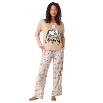 Women's Peanuts Snoopy Long Sleeve Pajama Top & Pajama Bottoms Set