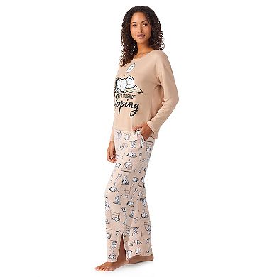 Women's Peanuts Snoopy Long Sleeve Pajama Top & Pajama Bottoms Set