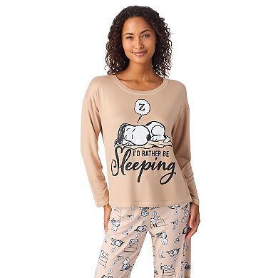 Women's Peanuts Snoopy Long Sleeve Pajama Top & Pajama Bottoms Set