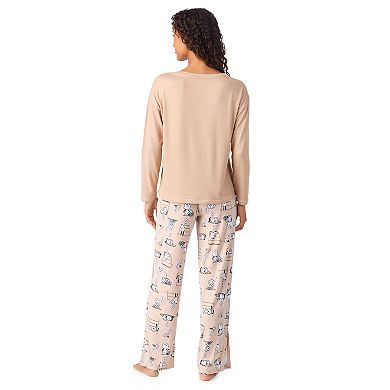 Women's Peanuts Snoopy Long Sleeve Pajama Top & Pajama Bottoms Set