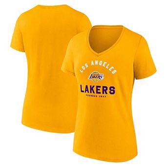 Women's Gold Los Angeles Lakers Unrivaled V-Neck T-Shirt