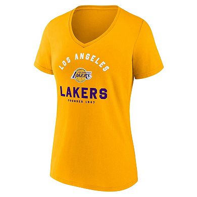 Women's Gold Los Angeles Lakers Unrivaled V-Neck T-Shirt