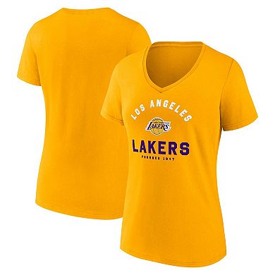 Women's Gold Los Angeles Lakers Unrivaled V-Neck T-Shirt