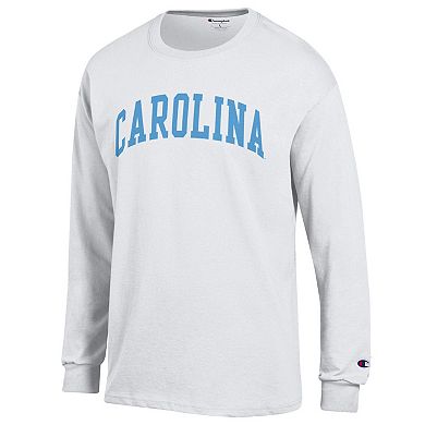 Men's Champion White North Carolina Tar Heels Basic Arch Long Sleeve T-Shirt