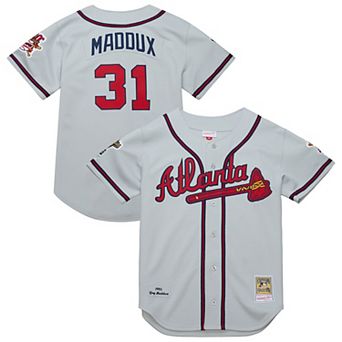 Men's�Mitchell & Ness Greg Maddux Gray Atlanta Braves 1995 Throwback Authentic Jersey