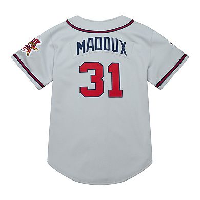 Men's Mitchell & Ness Greg Maddux Gray Atlanta Braves 1995 Throwback Authentic Jersey