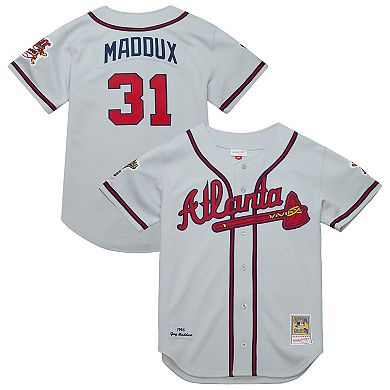 Men's Mitchell & Ness Greg Maddux Gray Atlanta Braves 1995 Throwback Authentic Jersey