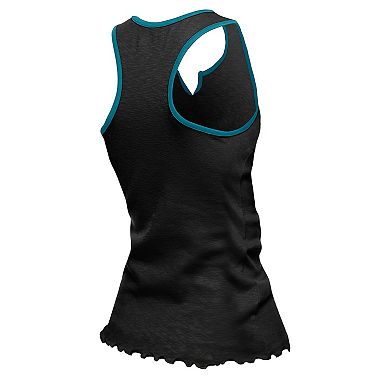 Women's New Era Black Jacksonville Jaguars Lettuce Hem Notch Neck Tri-Blend Tank Top