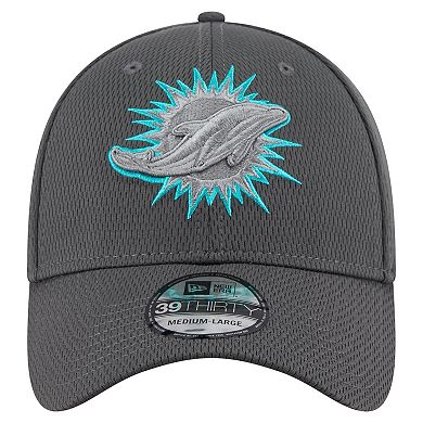 Men's New Era Graphite Miami Dolphins Main 39THIRTY Flex Hat