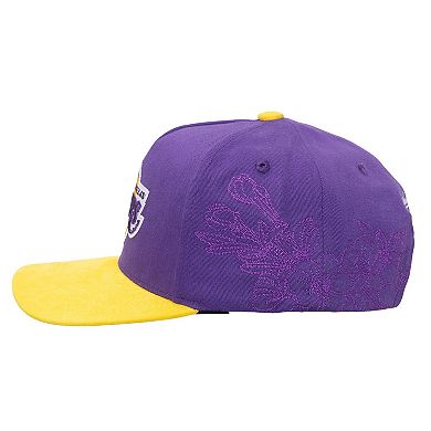 Men's Mitchell & Ness Purple/Gold Los Angeles Lakers May Flowers Adjustable Hat