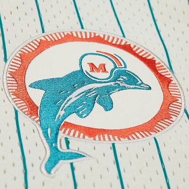 Men's Mitchell & Ness Cream Miami Dolphins Final Seconds Vintage Logo Mesh Button-Up Shirt