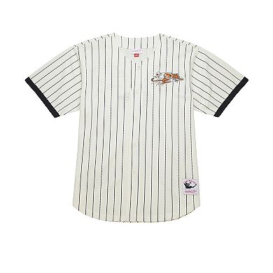 Men's Mitchell & Ness Cream Cincinnati Bengals Final Seconds Vintage Logo Mesh Button-Up Shirt