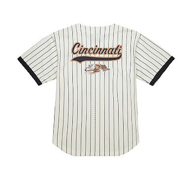 Men's Mitchell & Ness Cream Cincinnati Bengals Final Seconds Vintage Logo Mesh Button-Up Shirt