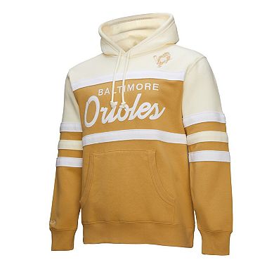 Men's Mitchell & Ness Tan/Cream Baltimore Orioles Head Coach Pullover Hoodie