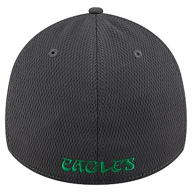 Men's New Era Graphite Philadelphia Eagles Throwback Logo Main 39THIRTY Flex Hat